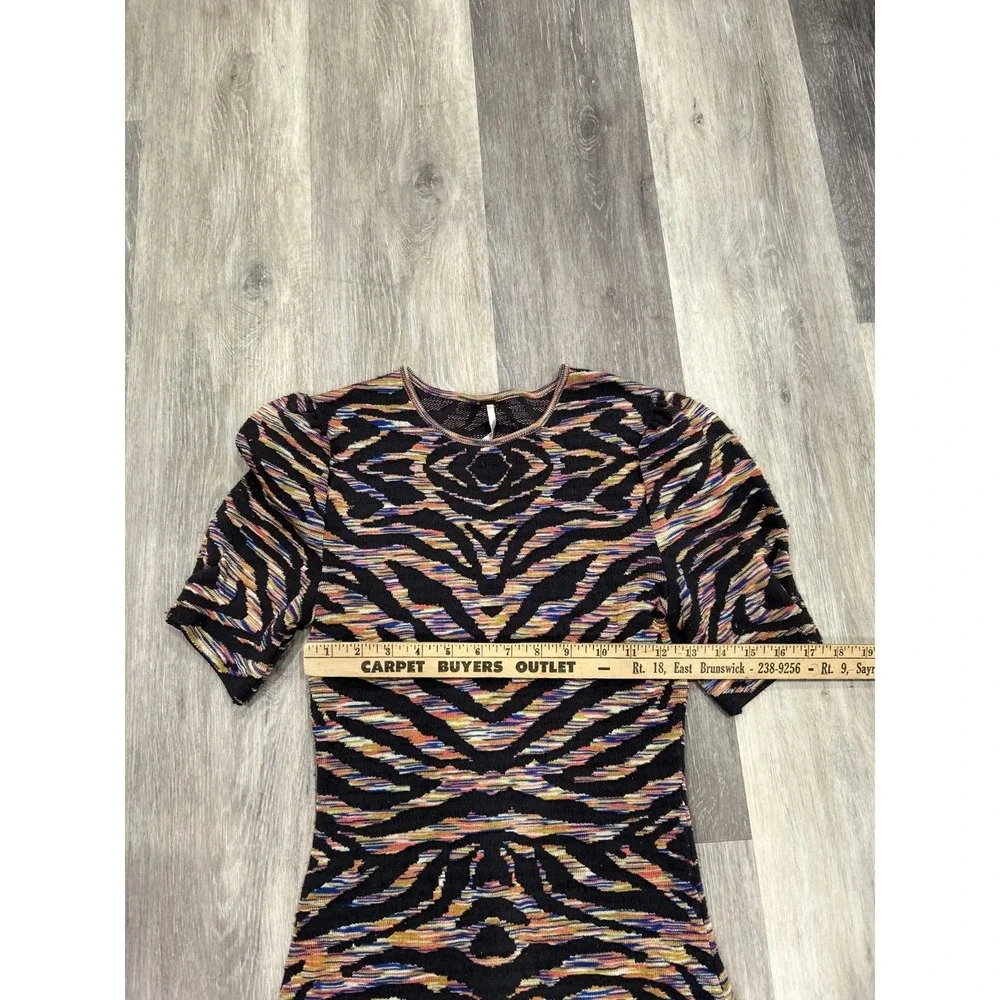 Free People Bodycon Mini Dress Women's XS Dark Gray Animal Print Short Sleeve‎